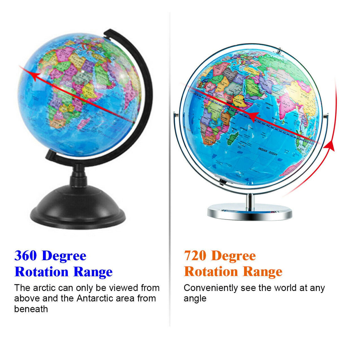 13" Illuminated World Globe 720 Degree Rotating Education Cartography Map W/ LED Image 6