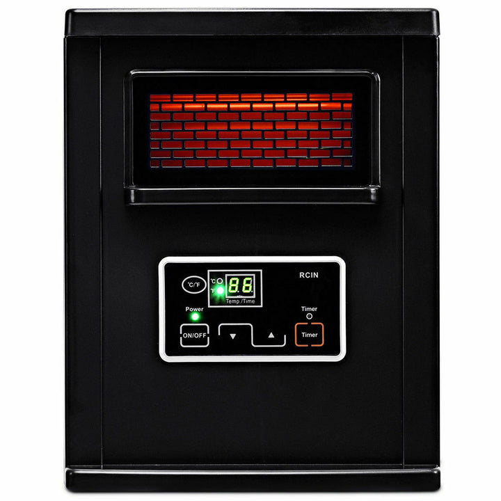 Remote Control 1500W Electric Heater Portable Infrared Space Heating Machine w/ LED display Black Image 2