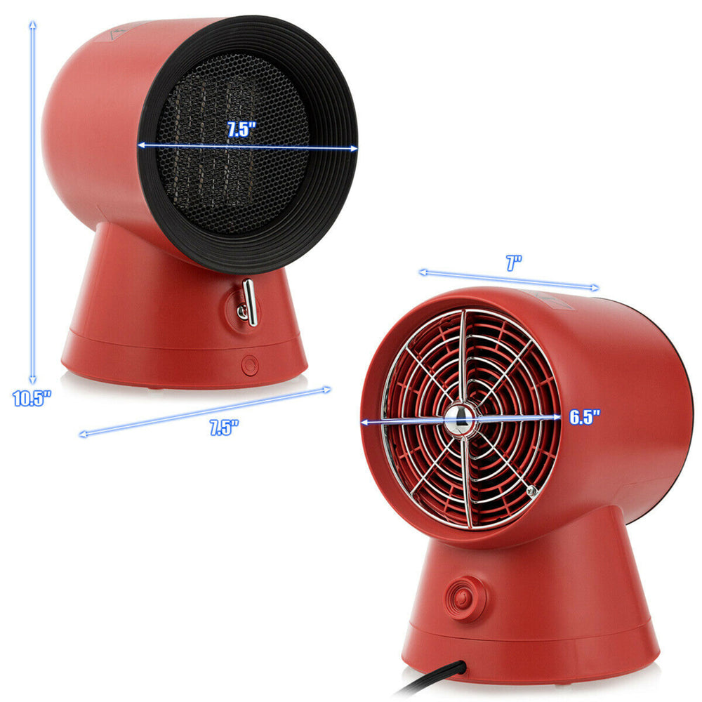 1500W Portable PTC Ceramic Space Heater Mini Electric Desktop Heating Fan Red Image 2