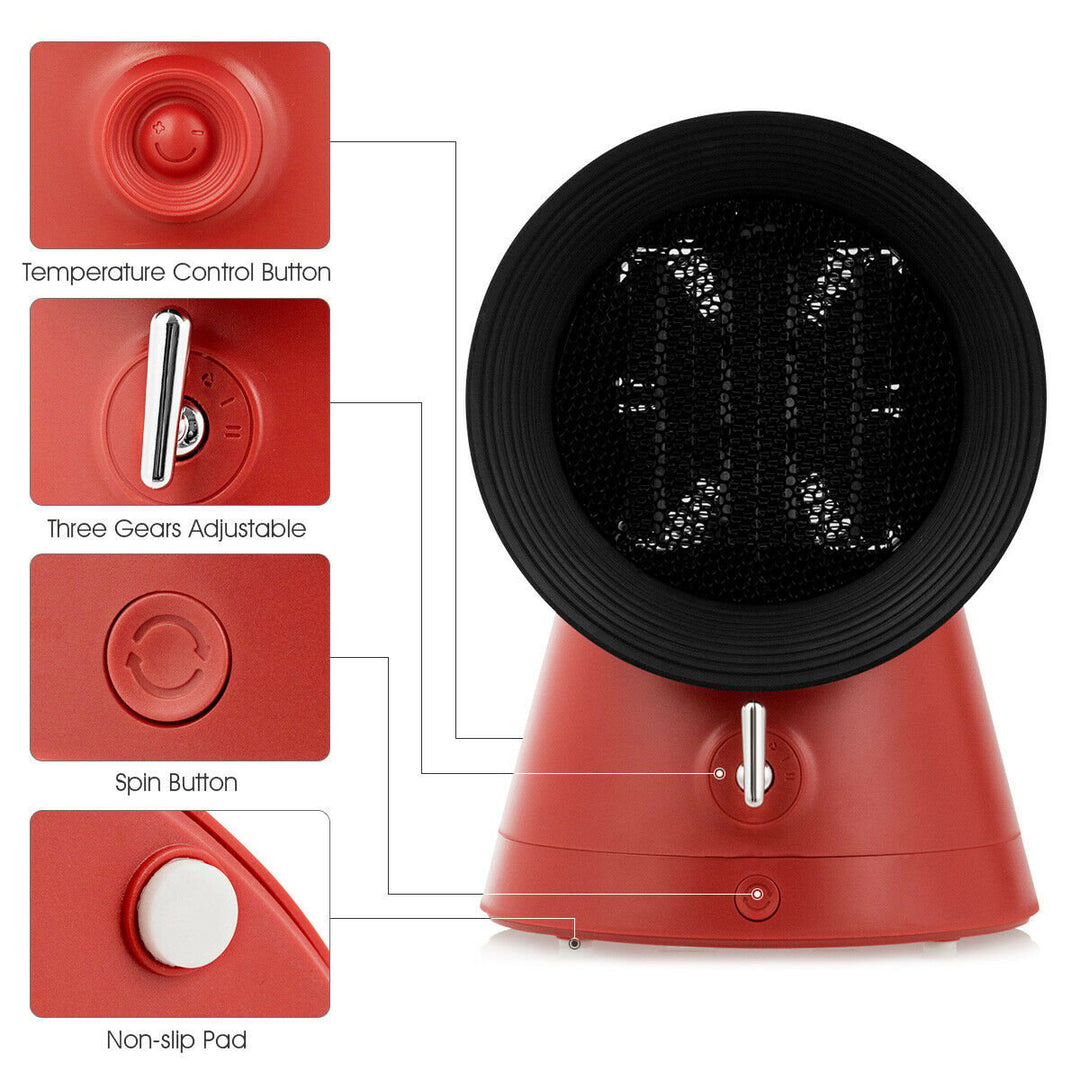 1500W Portable PTC Ceramic Space Heater Mini Electric Desktop Heating Fan Red Image 8