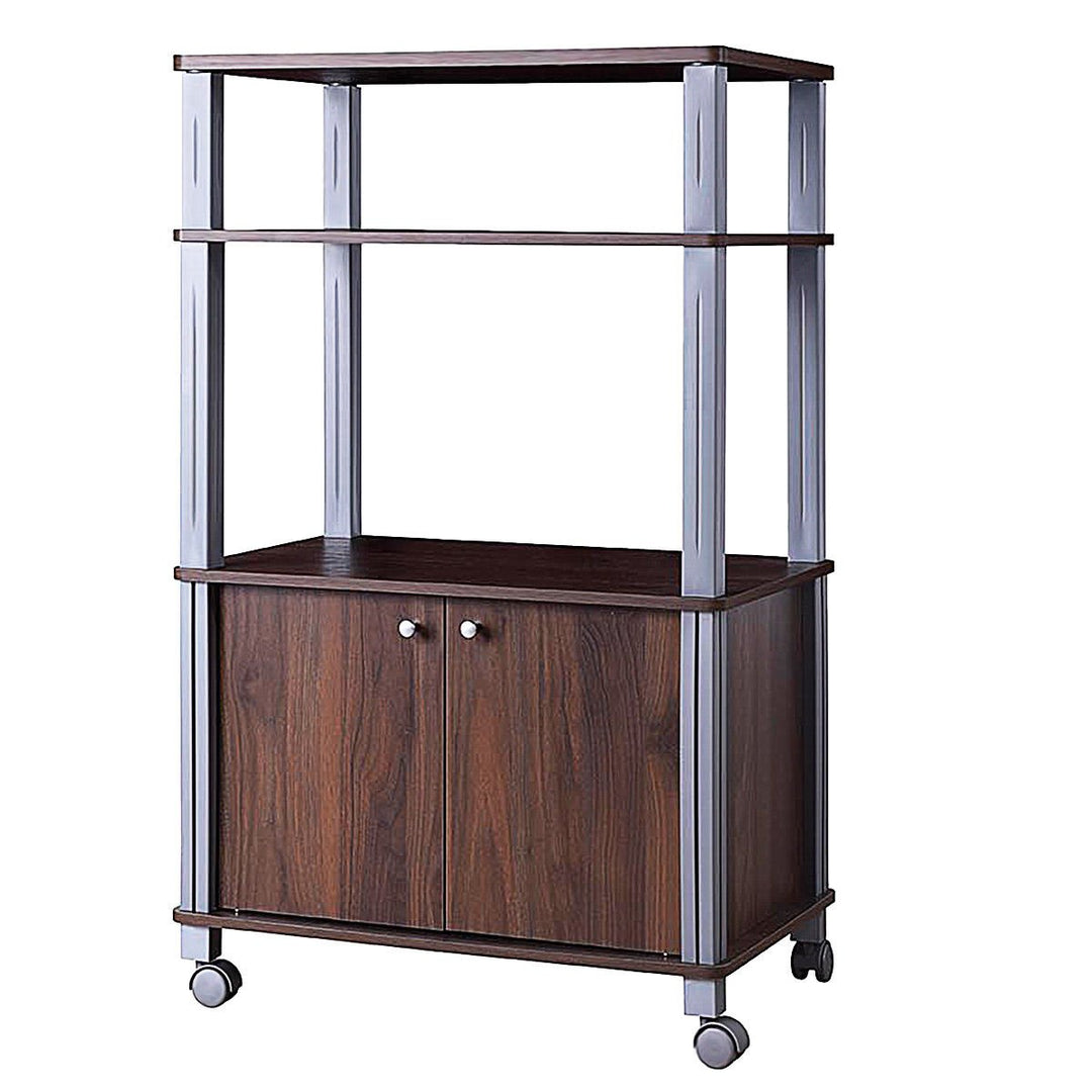 Bakers Rack Microwave Stand Rolling Storage Cart Multi-functional Display Walnut Image 9