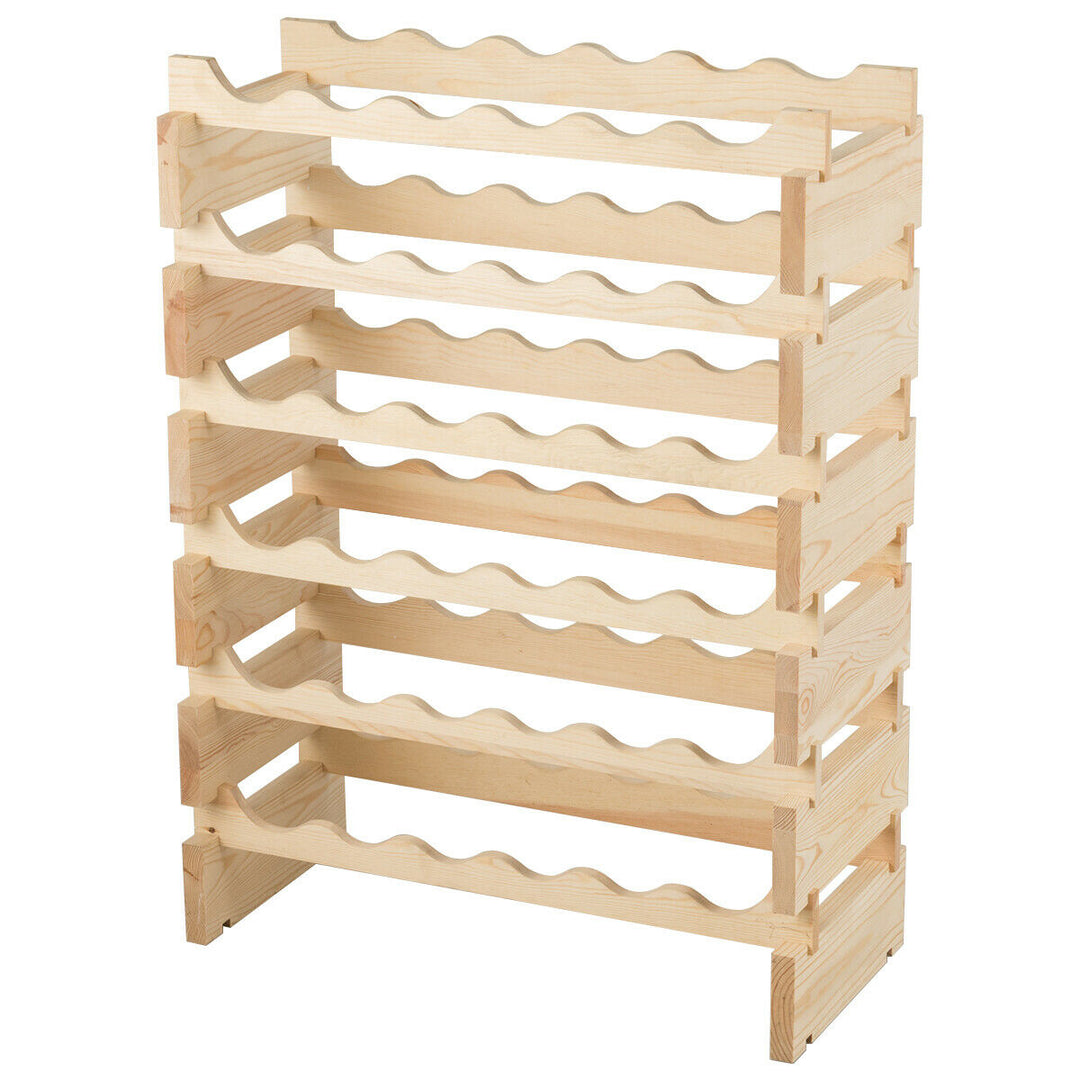 36 Bottle Modular Wine Rack 6 Tier Stackable Wooden Display Shelves Wobble-Free Image 2