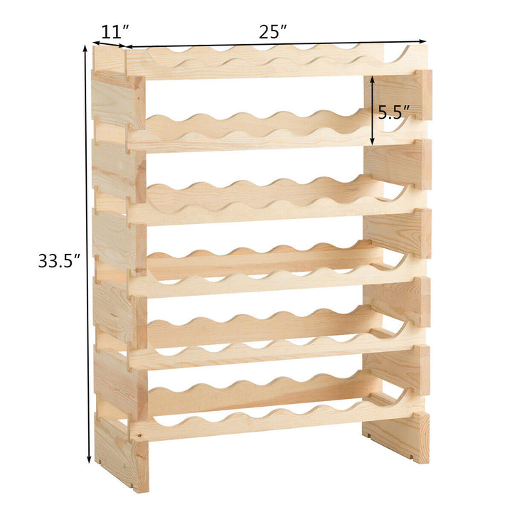 36 Bottle Modular Wine Rack 6 Tier Stackable Wooden Display Shelves Wobble-Free Image 3