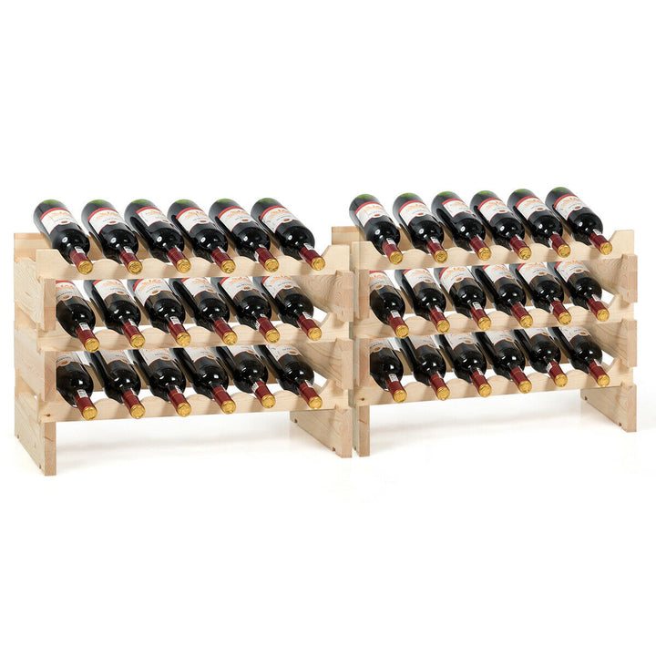 36 Bottle Modular Wine Rack 6 Tier Stackable Wooden Display Shelves Wobble-Free Image 8