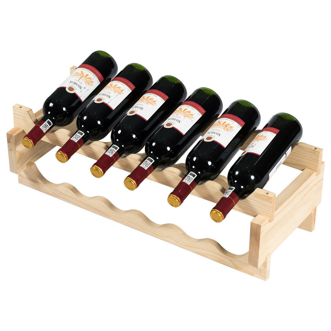 36 Bottle Modular Wine Rack 6 Tier Stackable Wooden Display Shelves Wobble-Free Image 9