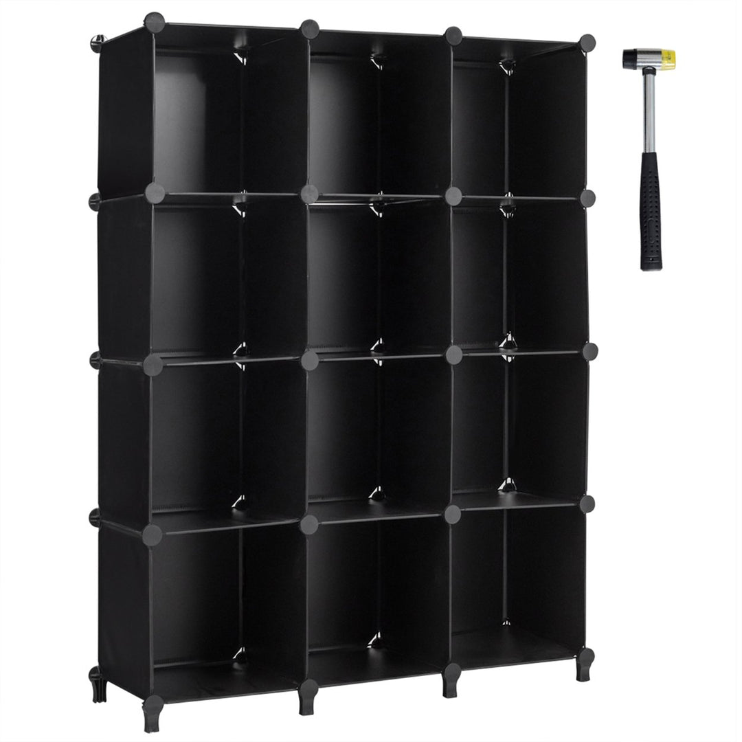 12 Cube Storage Organizer Plastic Organizer Units w/ Steel Frame Black Image 1