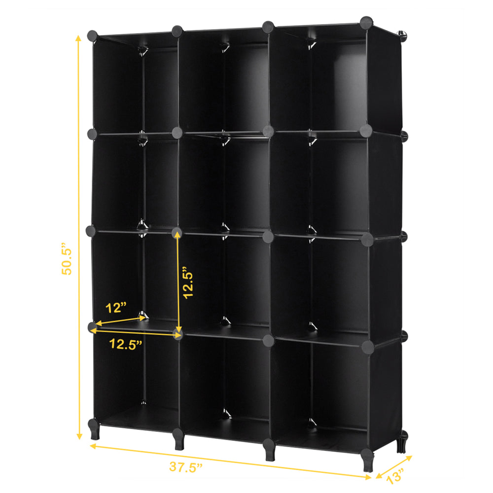 12 Cube Storage Organizer Plastic Organizer Units w/ Steel Frame Black Image 2