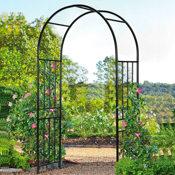 7.2Ft Garden Arch Steel Arbor Wedding Garden Decoration Climbing Plants w/Stakes Image 1