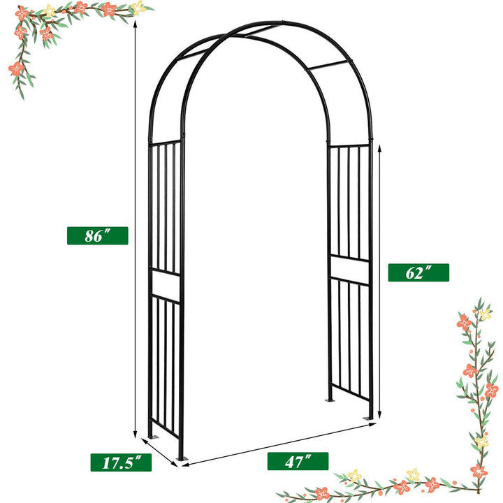 7.2Ft Garden Arch Steel Arbor Wedding Garden Decoration Climbing Plants w/Stakes Image 2