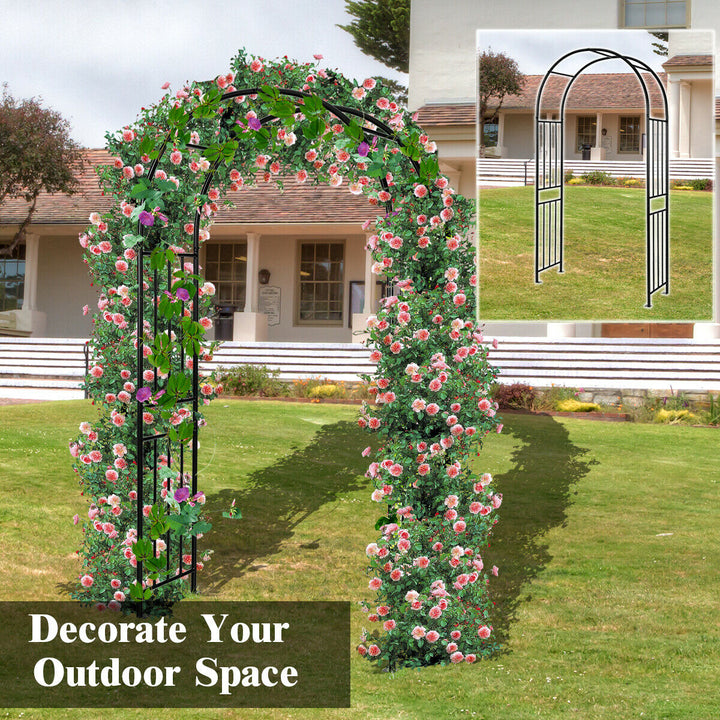 7.2Ft Garden Arch Steel Arbor Wedding Garden Decoration Climbing Plants w/Stakes Image 3