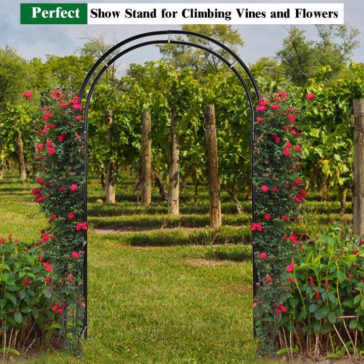 7.2Ft Garden Arch Steel Arbor Wedding Garden Decoration Climbing Plants w/Stakes Image 5