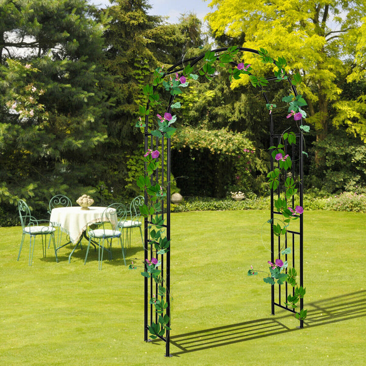 7.2Ft Garden Arch Steel Arbor Wedding Garden Decoration Climbing Plants w/Stakes Image 6