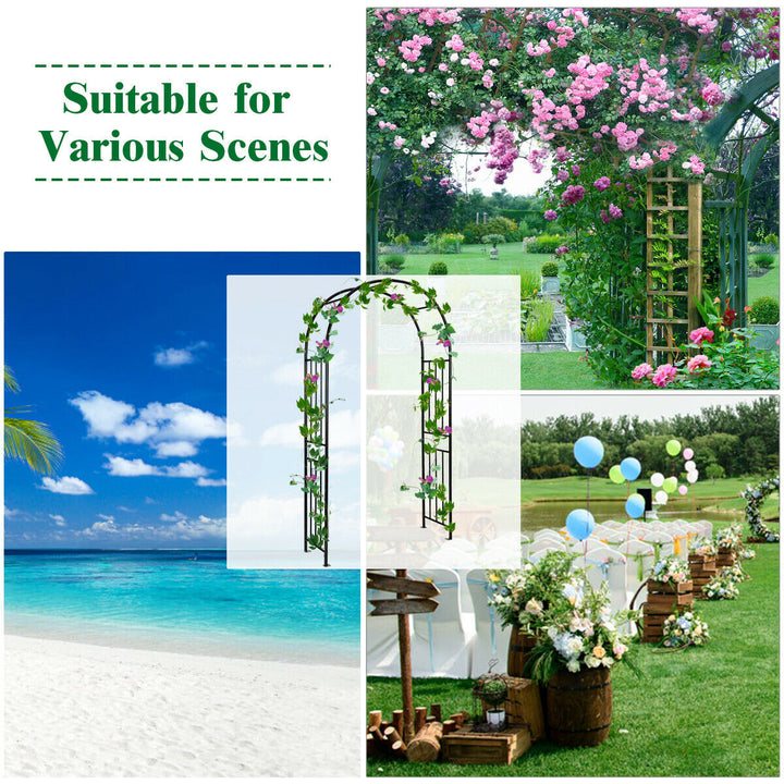 7.2Ft Garden Arch Steel Arbor Wedding Garden Decoration Climbing Plants w/Stakes Image 8