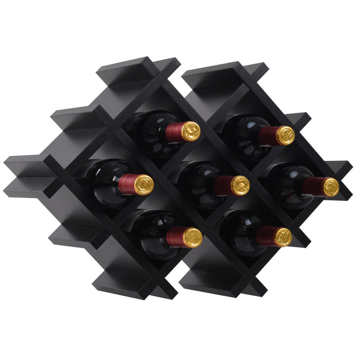 Set of 5 Wall Mount Wine Rack Set Storage Shelves and Glass Holder Black Image 7