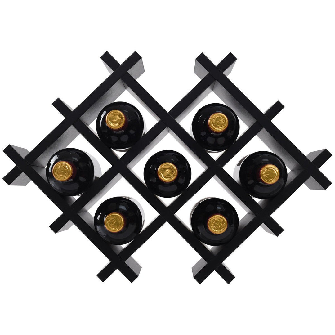 Set of 5 Wall Mount Wine Rack Set Storage Shelves and Glass Holder Black Image 8