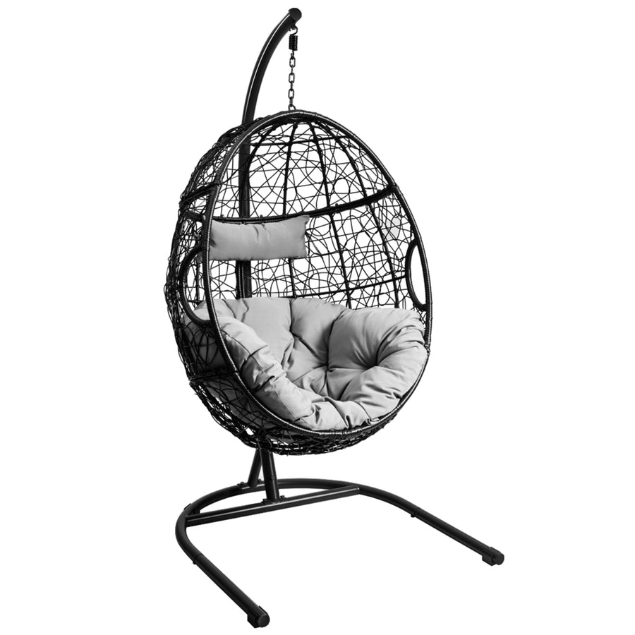 Hanging Hammock Chair Egg Swing Chair w/ Seat Cushion Pillow Stand Image 1