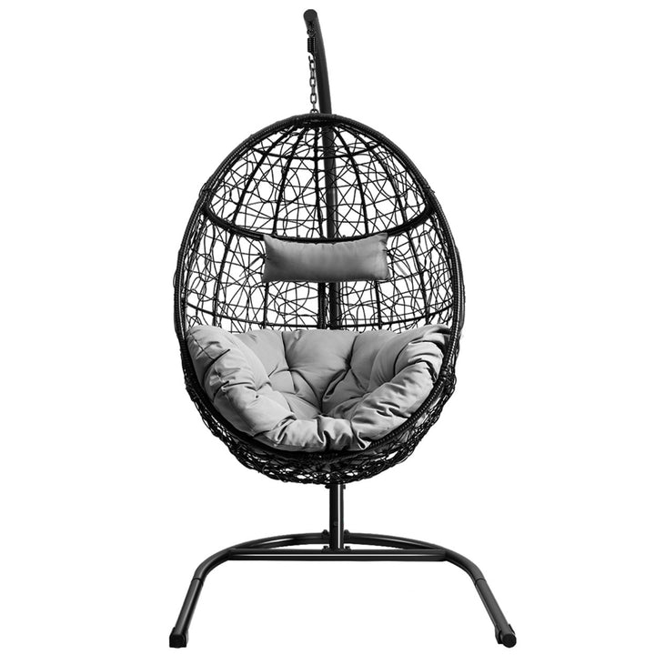 Hanging Hammock Chair Egg Swing Chair w/ Seat Cushion Pillow Stand Image 4