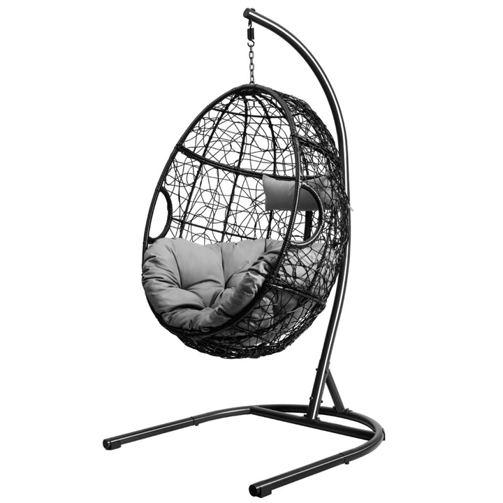 Hanging Hammock Chair Egg Swing Chair w/ Seat Cushion Pillow Stand Image 5