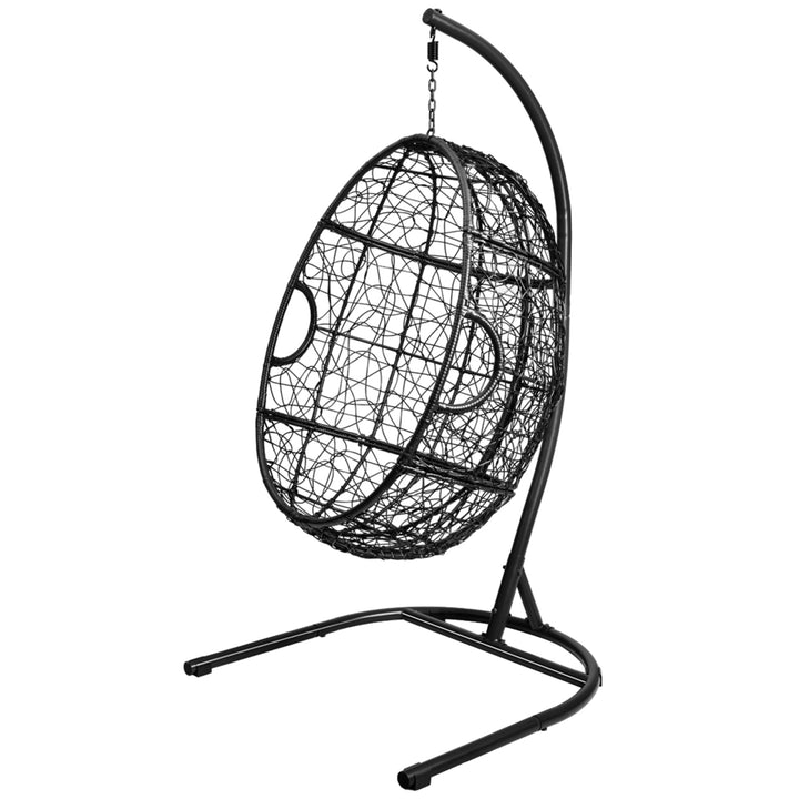 Hanging Hammock Chair Egg Swing Chair w/ Seat Cushion Pillow Stand Image 6