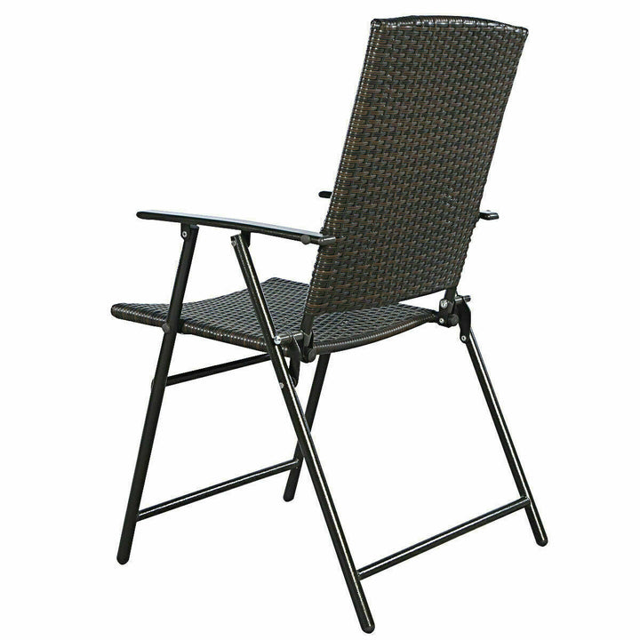 Folding Rattan Chair Brown 4 PCS Outdoor Indoor Furniture Image 10