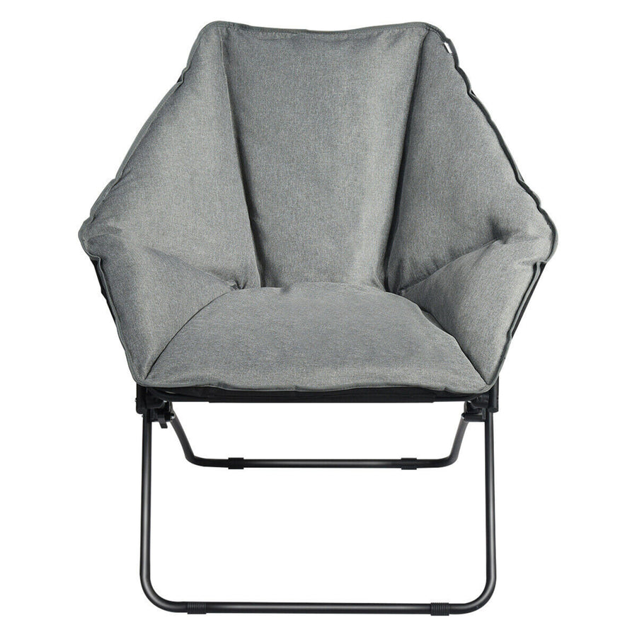 Folding Saucer Padded Chair Soft Wide Seat w/ Metal Frame Lounge Furniture Image 1