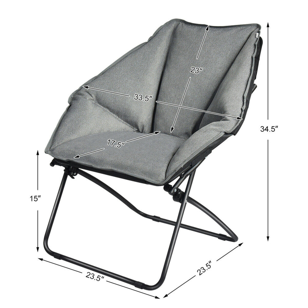 Folding Saucer Padded Chair Soft Wide Seat w/ Metal Frame Lounge Furniture Image 2