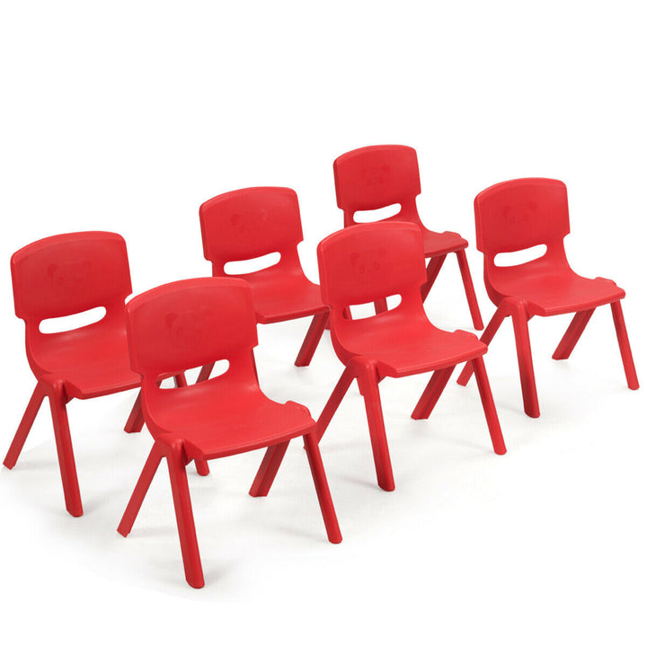 6-pack Kids Plastic Stackable Classroom Chairs Indoor/Outdoor Kindergarten Red Image 1