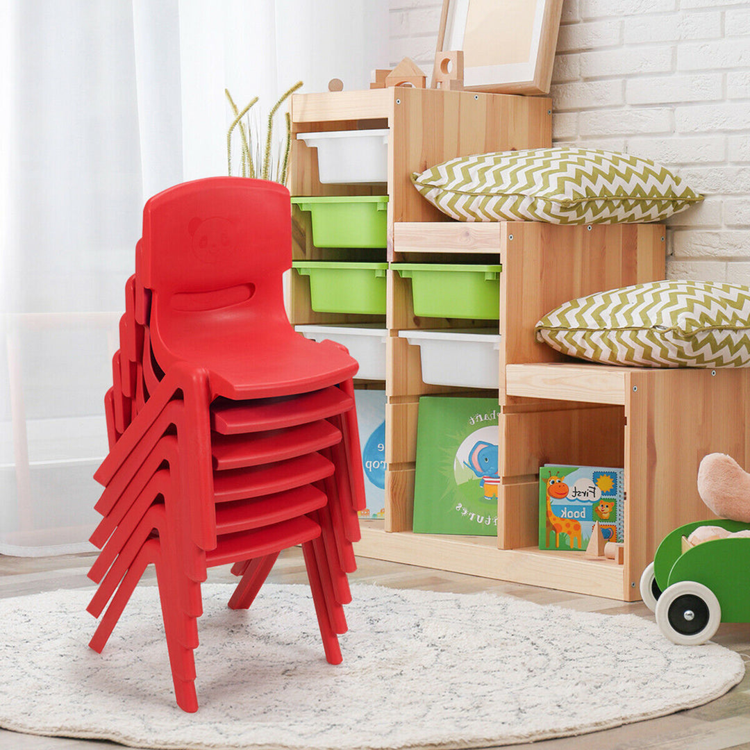 6-pack Kids Plastic Stackable Classroom Chairs Indoor/Outdoor Kindergarten Red Image 3