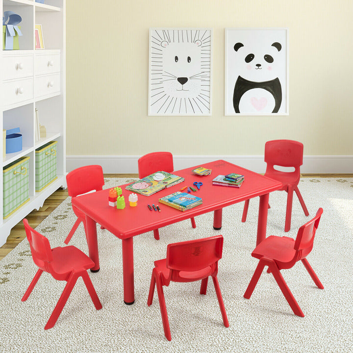 6-pack Kids Plastic Stackable Classroom Chairs Indoor/Outdoor Kindergarten Red Image 4