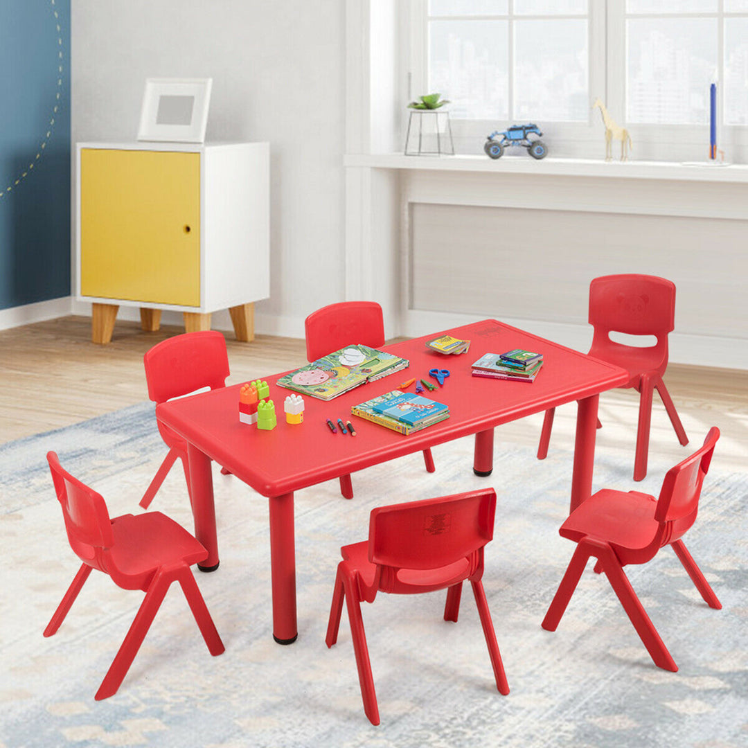 6-pack Kids Plastic Stackable Classroom Chairs Indoor/Outdoor Kindergarten Red Image 5