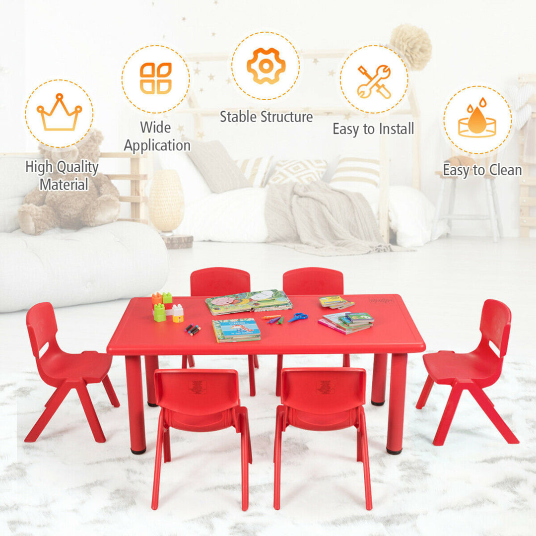 6-pack Kids Plastic Stackable Classroom Chairs Indoor/Outdoor Kindergarten Red Image 7