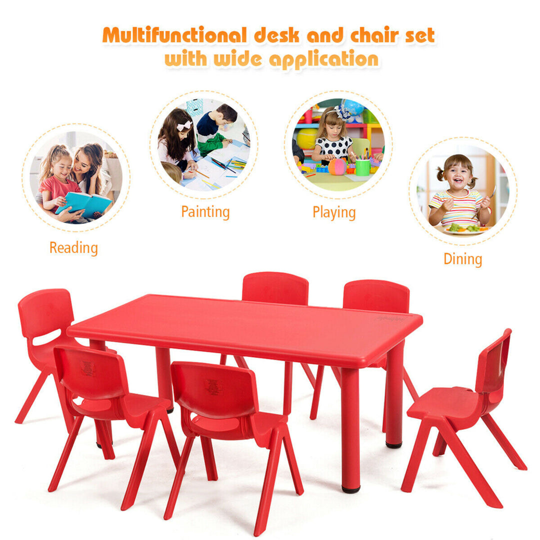 6-pack Kids Plastic Stackable Classroom Chairs Indoor/Outdoor Kindergarten Red Image 9