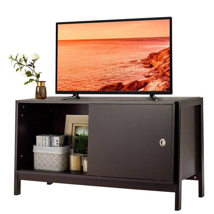 TV Stand Modern Entertainment Cabinet for TVs up To 50 with Sliding Doors Image 1