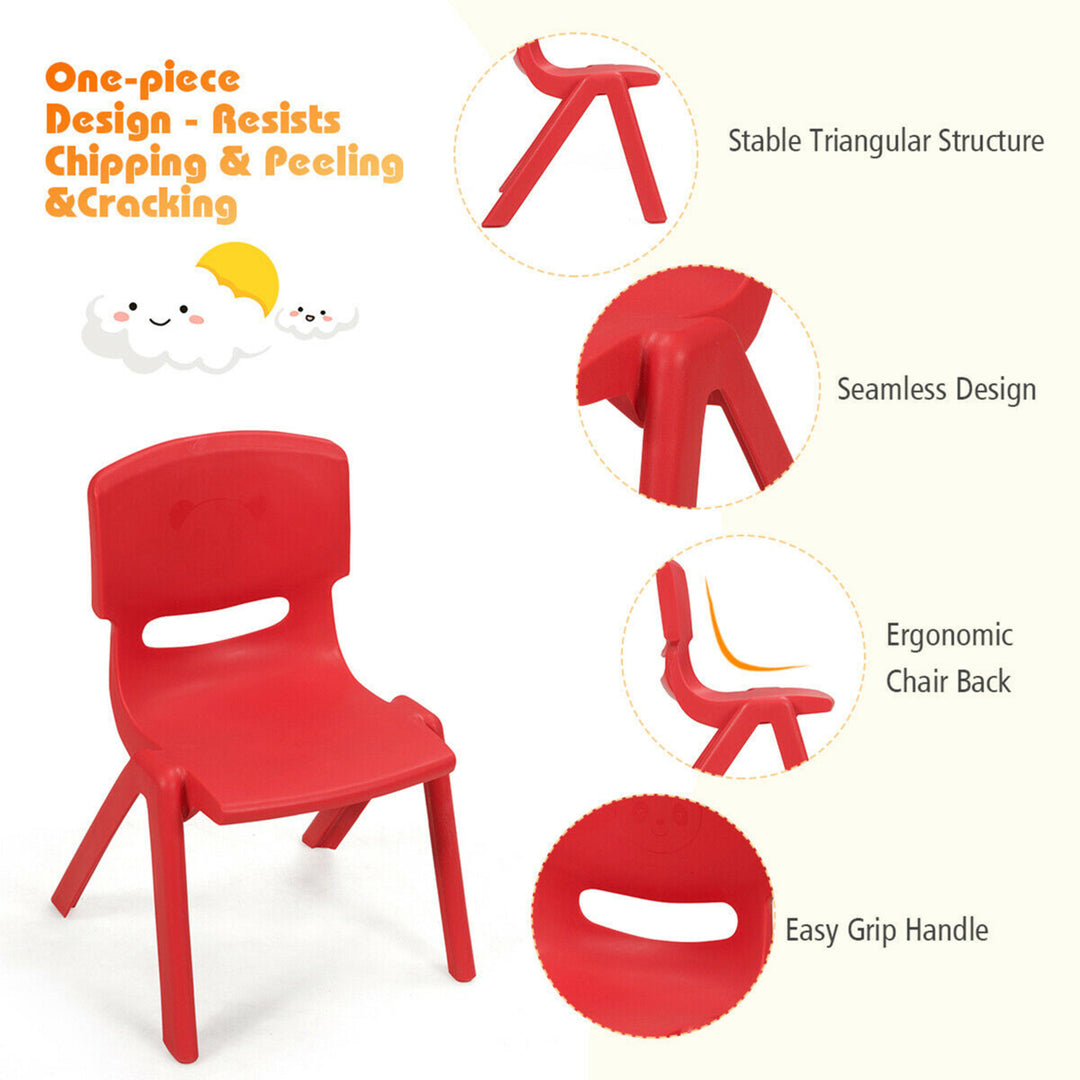 6-pack Kids Plastic Stackable Classroom Chairs Indoor/Outdoor Kindergarten Red Image 10