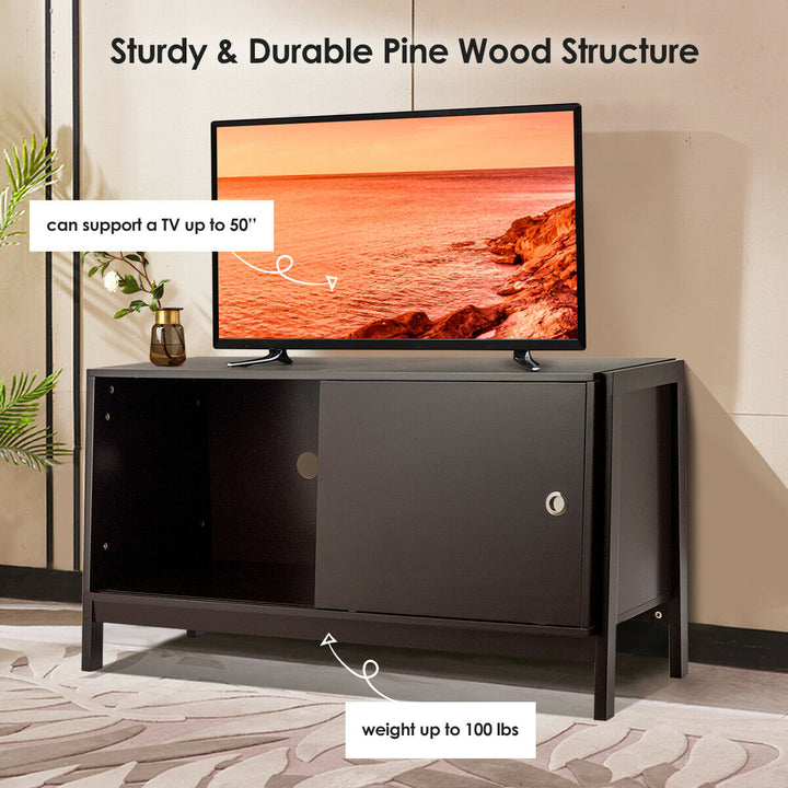 TV Stand Modern Entertainment Cabinet for TVs up To 50 with Sliding Doors Image 5