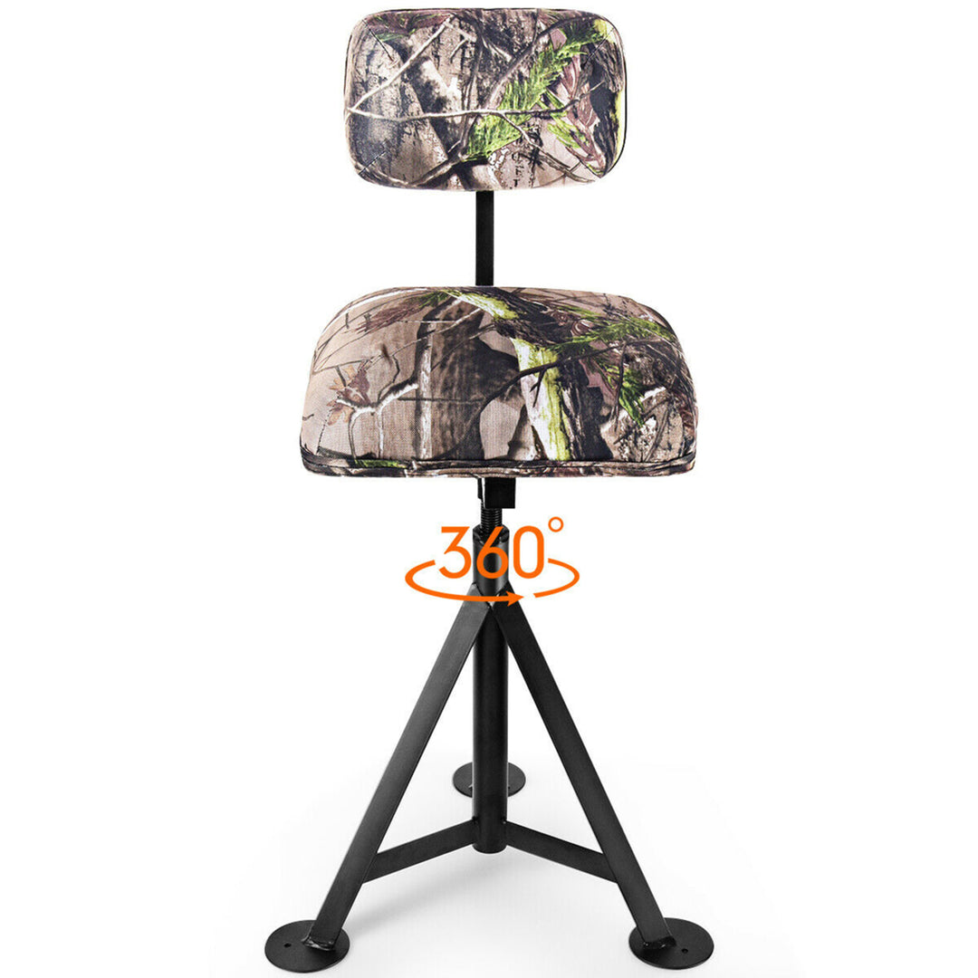 Swivel Hunting Chair Tripod Blind Stool w/ Detachable Backrest Outdoor Camping Image 1