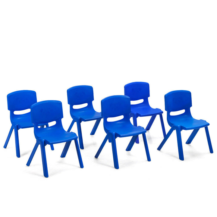 6-pack Kids Plastic Stackable Classroom Chairs Indoor/Outdoor Kindergarten Blue Image 1