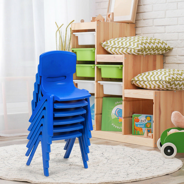 6-pack Kids Plastic Stackable Classroom Chairs Indoor/Outdoor Kindergarten Blue Image 3