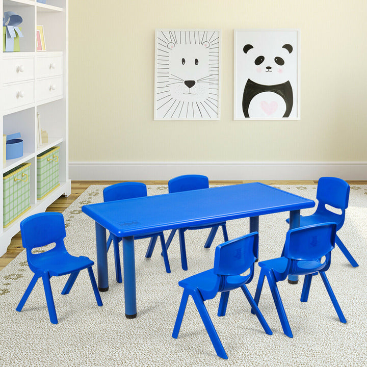 6-pack Kids Plastic Stackable Classroom Chairs Indoor/Outdoor Kindergarten Blue Image 4