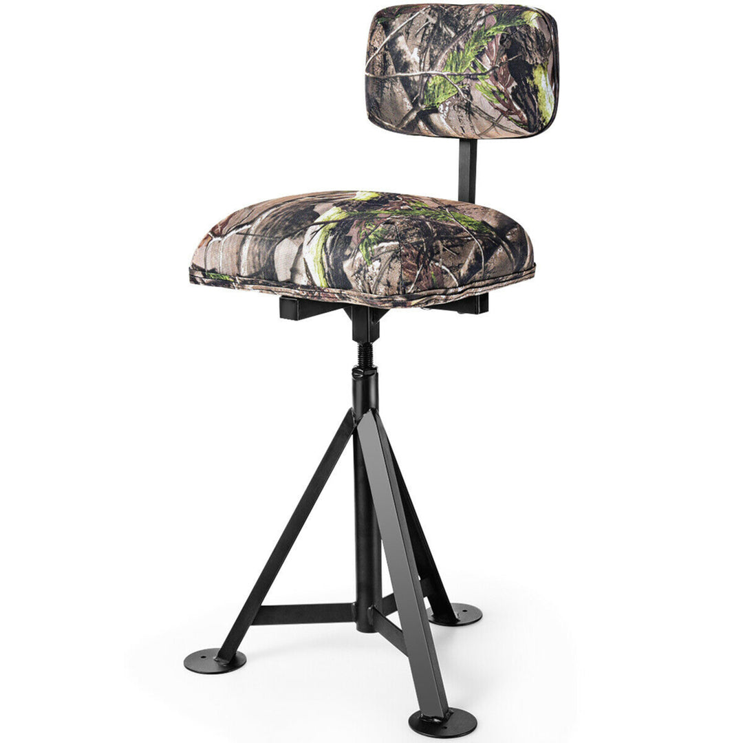 Swivel Hunting Chair Tripod Blind Stool w/ Detachable Backrest Outdoor Camping Image 5