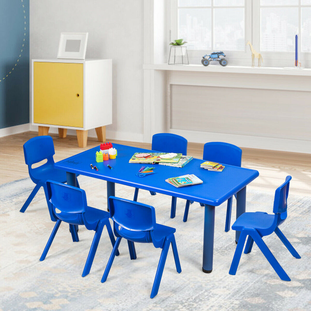 6-pack Kids Plastic Stackable Classroom Chairs Indoor/Outdoor Kindergarten Blue Image 5