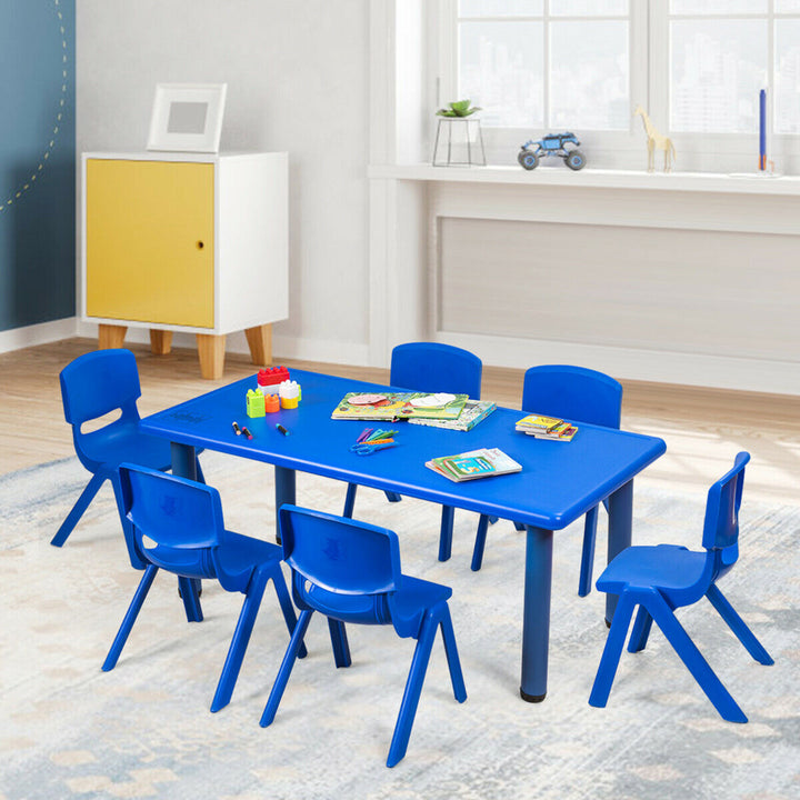 6-pack Kids Plastic Stackable Classroom Chairs Indoor/Outdoor Kindergarten Blue Image 5