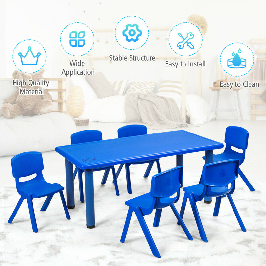 6-pack Kids Plastic Stackable Classroom Chairs Indoor/Outdoor Kindergarten Blue Image 6