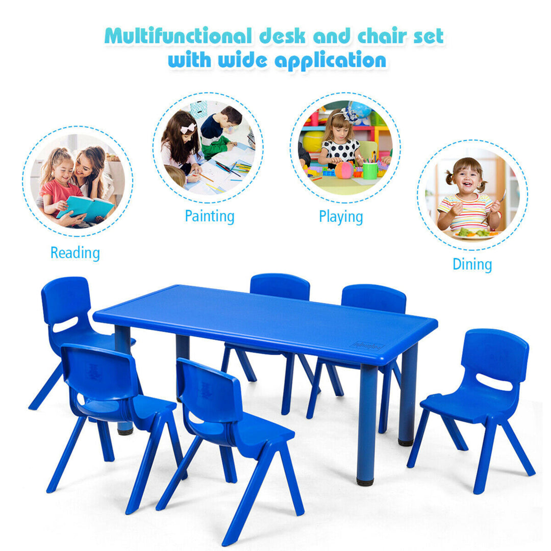 6-pack Kids Plastic Stackable Classroom Chairs Indoor/Outdoor Kindergarten Blue Image 9