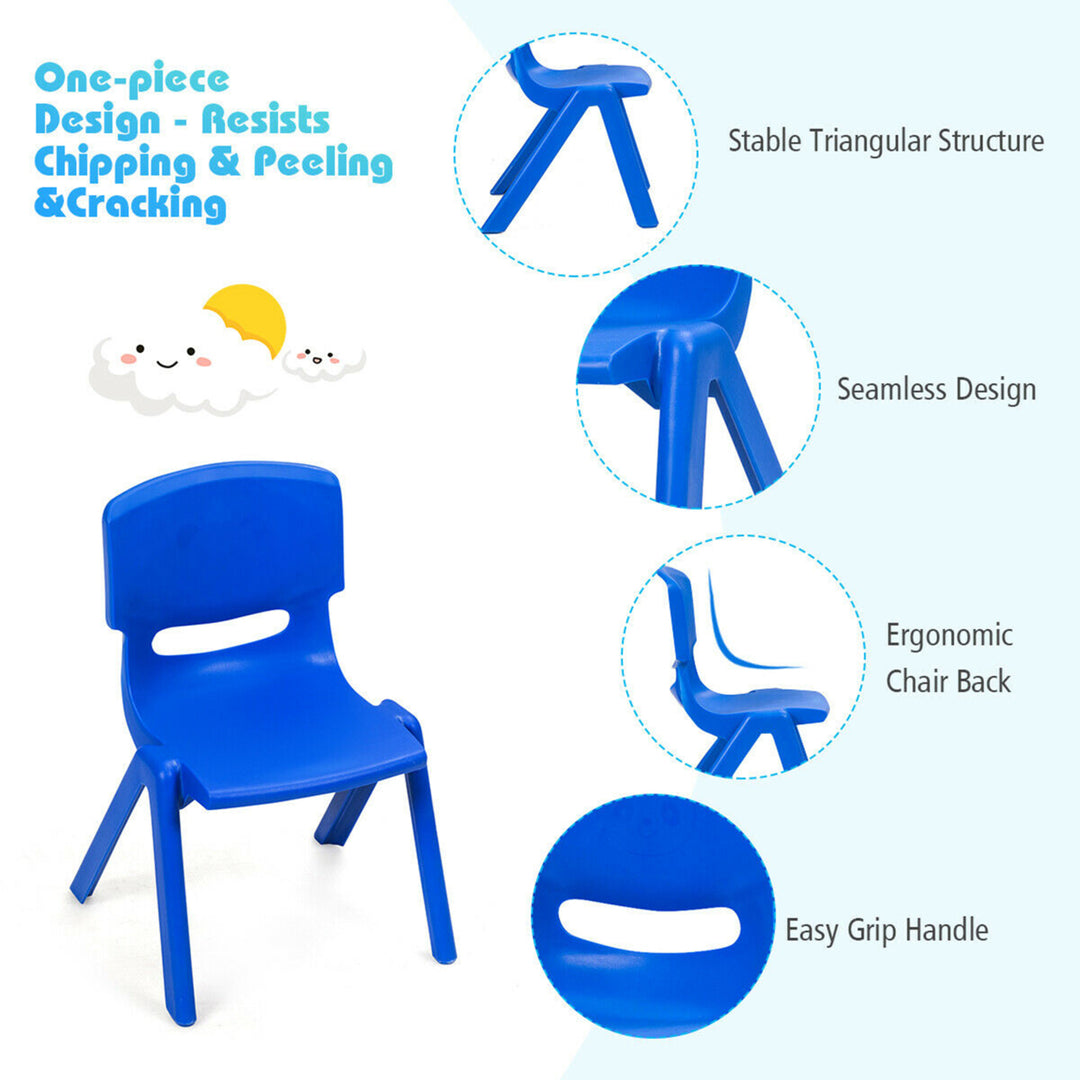 6-pack Kids Plastic Stackable Classroom Chairs Indoor/Outdoor Kindergarten Blue Image 10