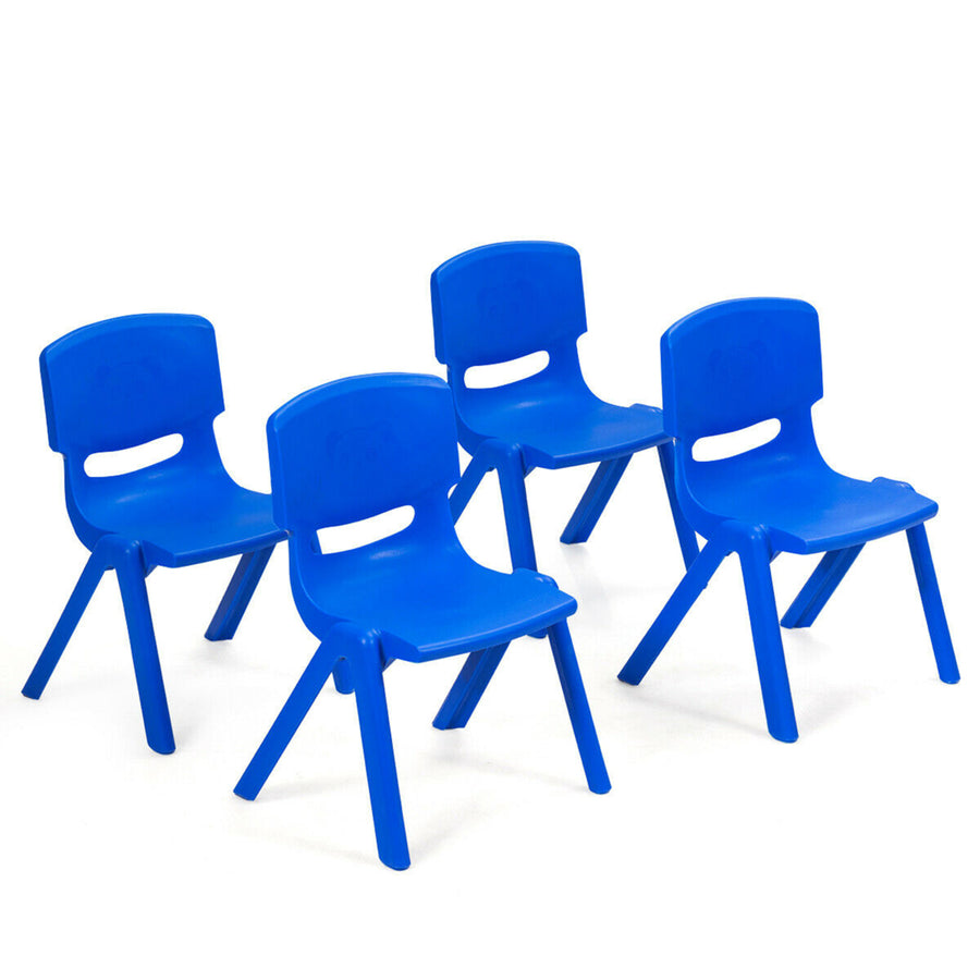 4-pack Kids Plastic Stackable Classroom Chairs Indoor/Outdoor Kindergarten Blue Image 1