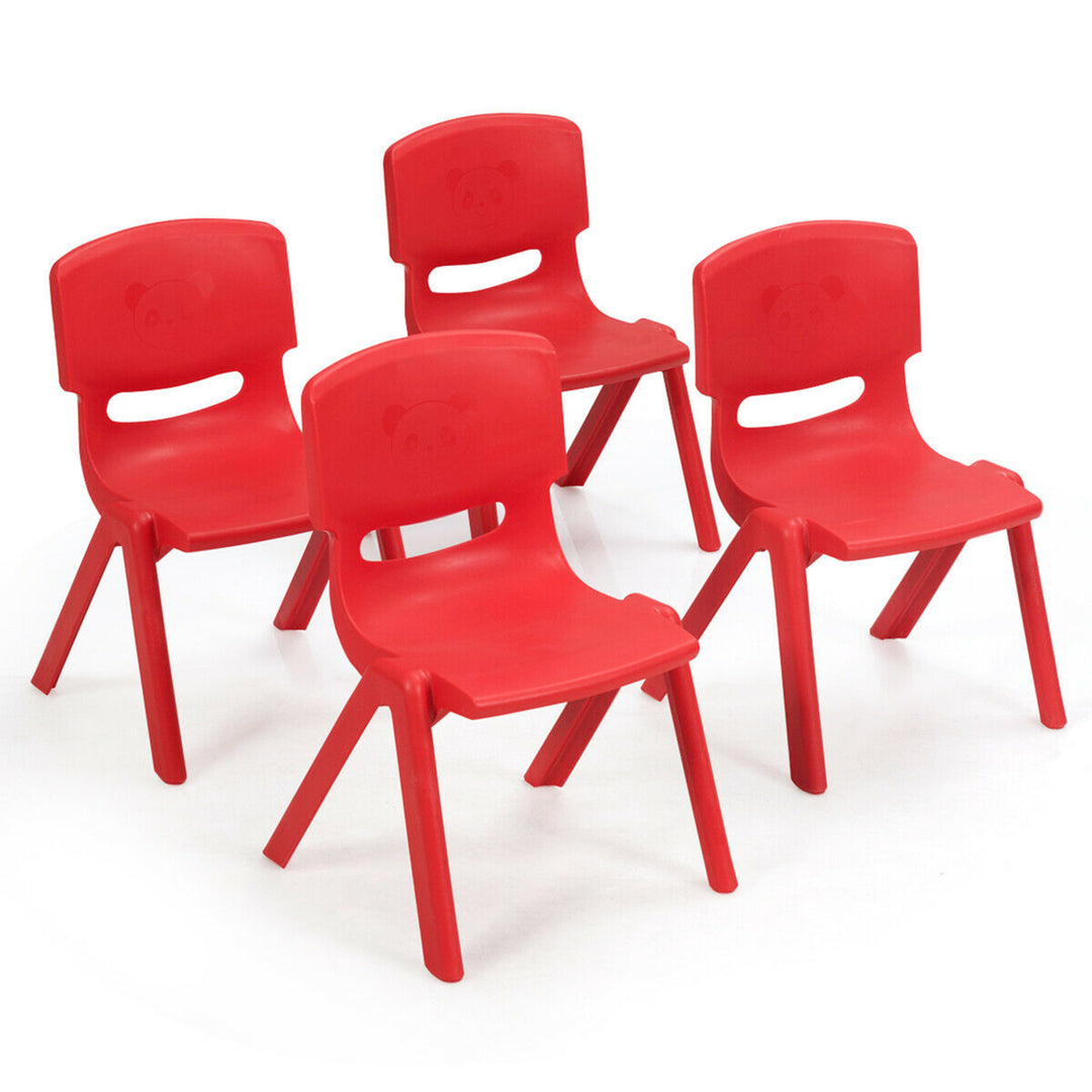 4-pack Kids Plastic Stackable Classroom Chairs Indoor/Outdoor Kindergarten Red Image 1