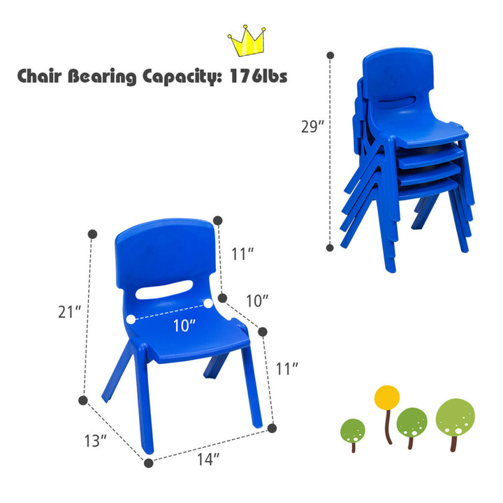 4-pack Kids Plastic Stackable Classroom Chairs Indoor/Outdoor Kindergarten Blue Image 2