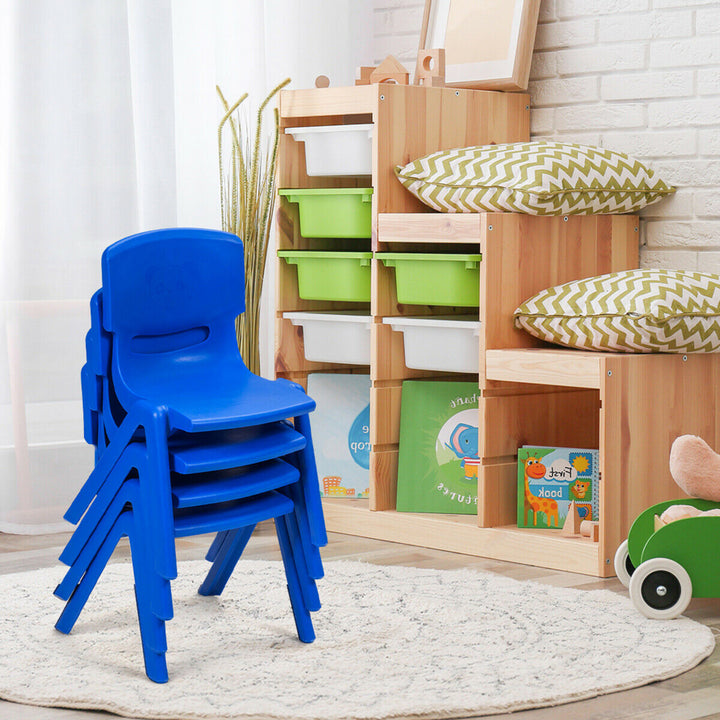 4-pack Kids Plastic Stackable Classroom Chairs Indoor/Outdoor Kindergarten Blue Image 3