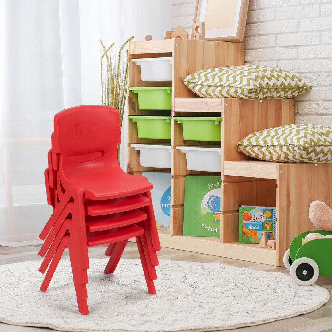 4-pack Kids Plastic Stackable Classroom Chairs Indoor/Outdoor Kindergarten Red Image 3